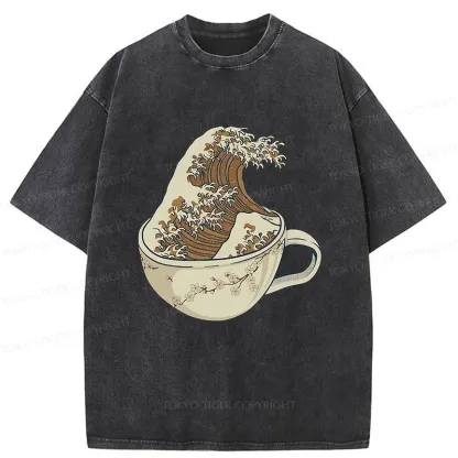Tokyo-Tiger Waves In The Coffee Cup Washed T-Shirt
