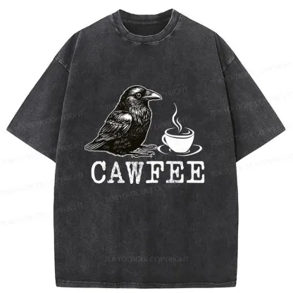 Tokyo-Tiger Cawfee Funny Washed T-Shirt