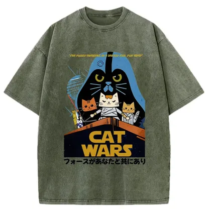 Tokyo-Tiger Japanese Cat Wars Washed T-Shirt