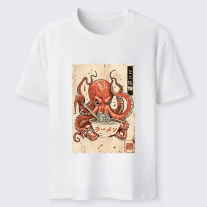 Tokyo-Tiger Retro Octopus Eating Ramen Classic T-Shirt