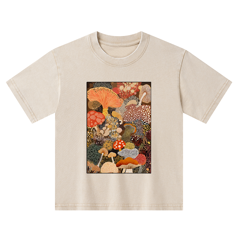 Tokyo-Tiger Psychedelic Mushroom Paintings Kids Washed T-Shirt