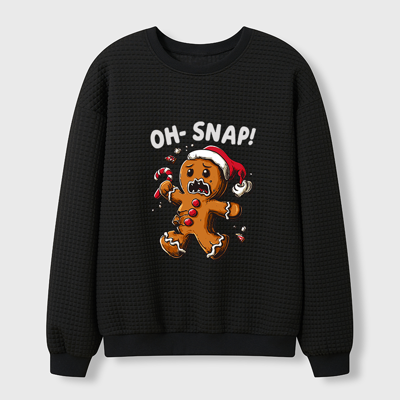 Tokyo-Tiger Oh Snap The Gingerbread Man's Christmas Chaos Waffle Sweatshirt