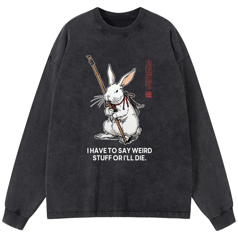 Tokyo-Tiger Rabbit Gotta Say Weird Stuff Or Die Washed Long Sleeve T-Shirt