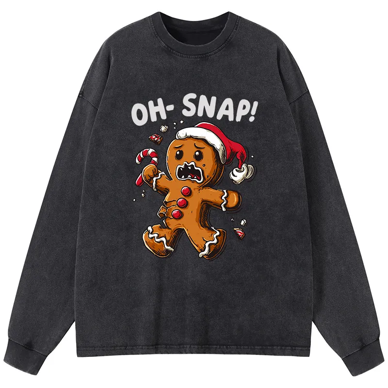 Tokyo-Tiger Oh Snap The Gingerbread Man's Christmas Chaos Washed Long Sleeve T-Shirt