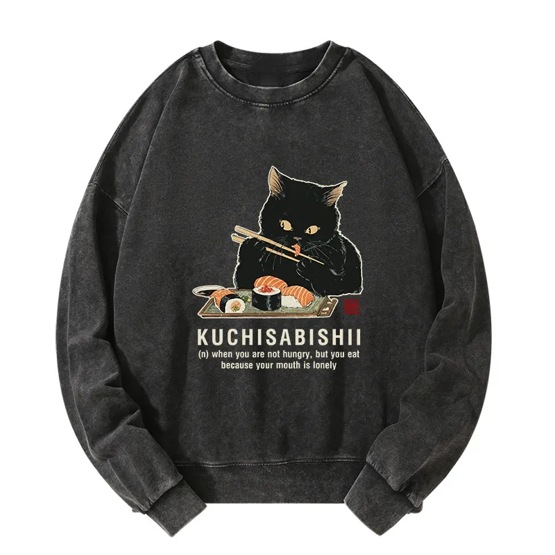 Tokyo-Tiger Cat：Not Hungry, Just Bored Washed Sweatshirt