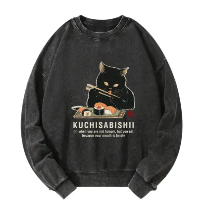 Tokyo-Tiger Cat：Not Hungry, Just Bored Washed Sweatshirt