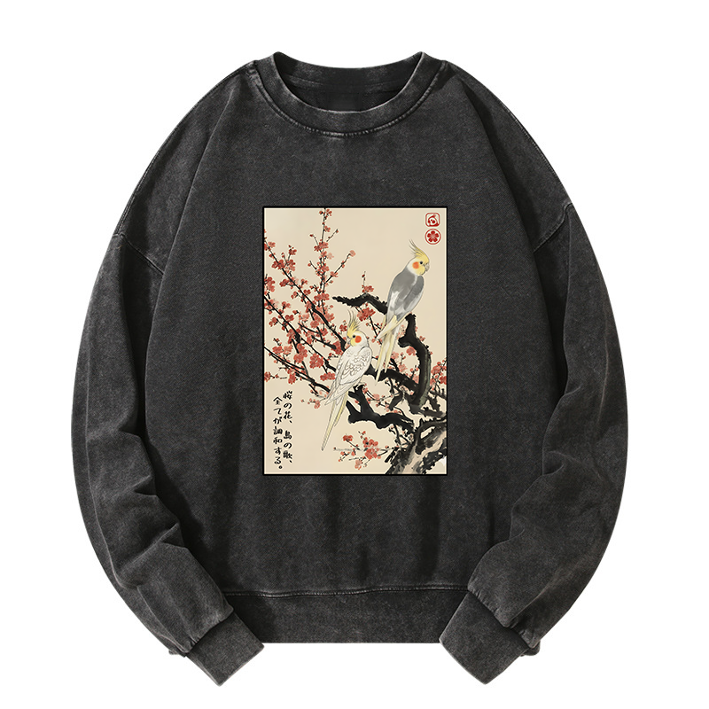 Tokyo-Tiger Whispers of Silent Blossoms Washed Sweatshirt