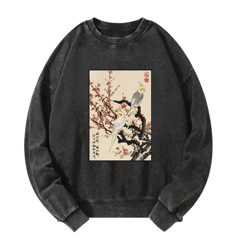 Tokyo-Tiger Whispers of Silent Blossoms Washed Sweatshirt