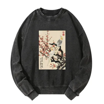 Tokyo-Tiger Whispers of Silent Blossoms Washed Sweatshirt