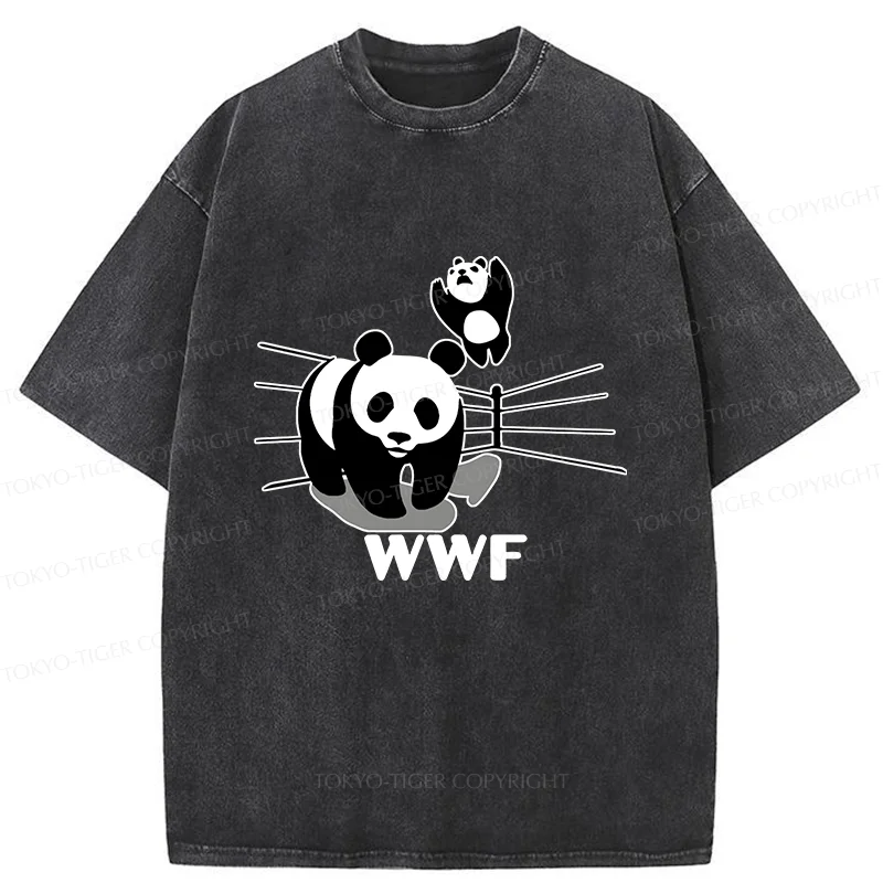 Tokyo-Tiger Wrestling Pandas Meme Washed T-Shirt