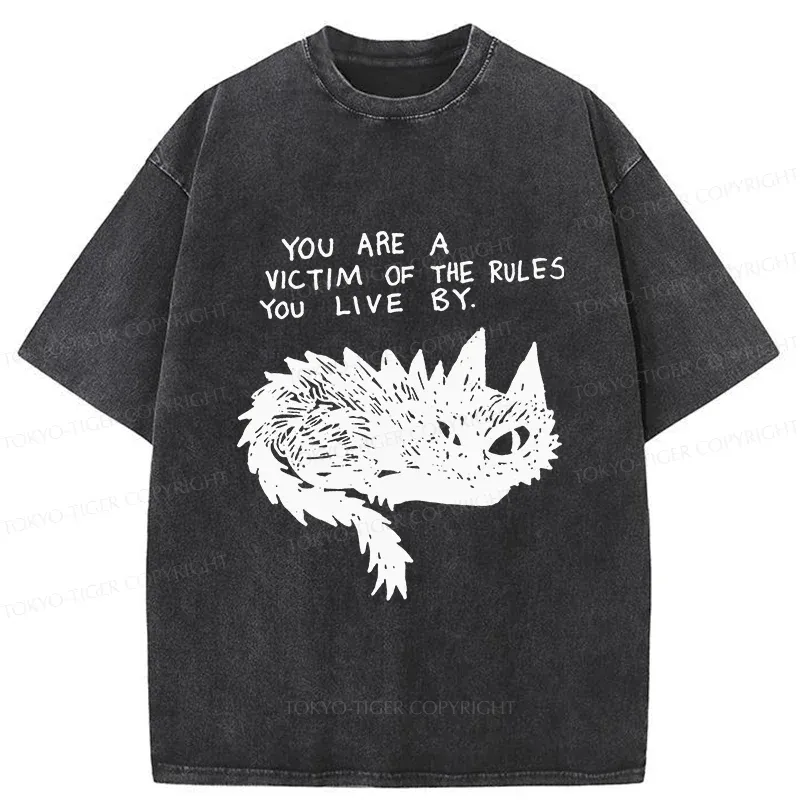 Tokyo-Tiger Funny Black Cat Meme Washed T-Shirt