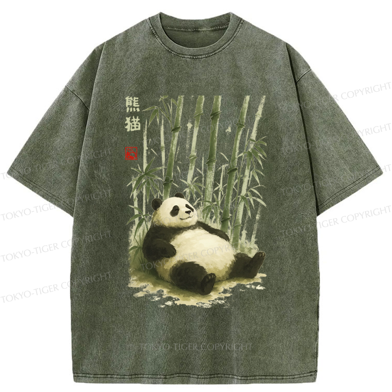 Tokyo-Tiger The Adorably Clumsy Panda Washed T-Shirt