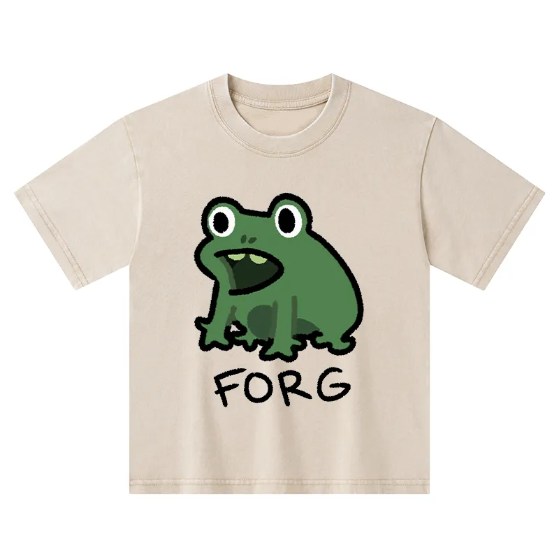 Tokyo-Tiger Funny Forg Japan Kids Washed T-Shirt