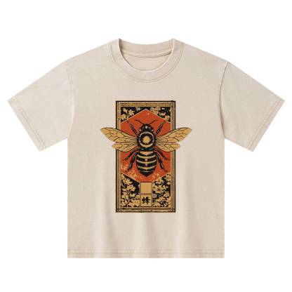 Tokyo-Tiger Japanese Bee Art Kids Washed T-Shirt