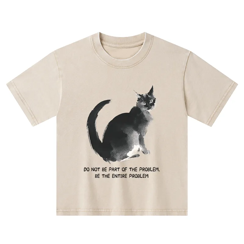 Tokyo-Tiger Funny Cat Be The Entire Problem Kids Washed T-Shirt