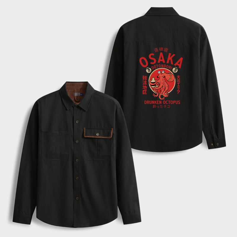 Tokyo-Tiger Drunken Octopus Japan Men's Corduroy Work Jacket
