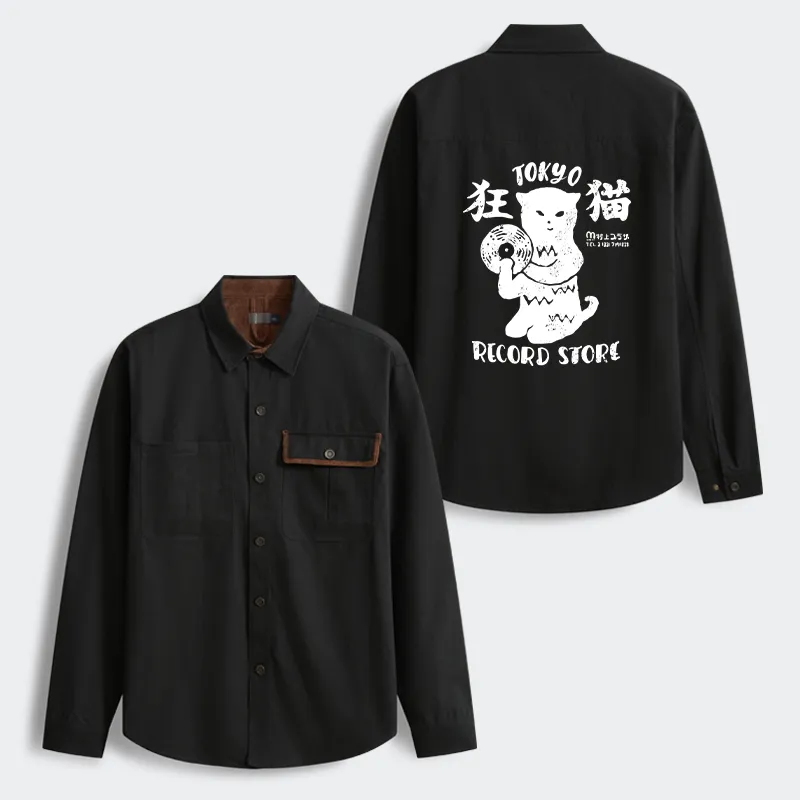 Tokyo-Tiger Tokyo Record Store Cat CD Men's Corduroy Work Jacket