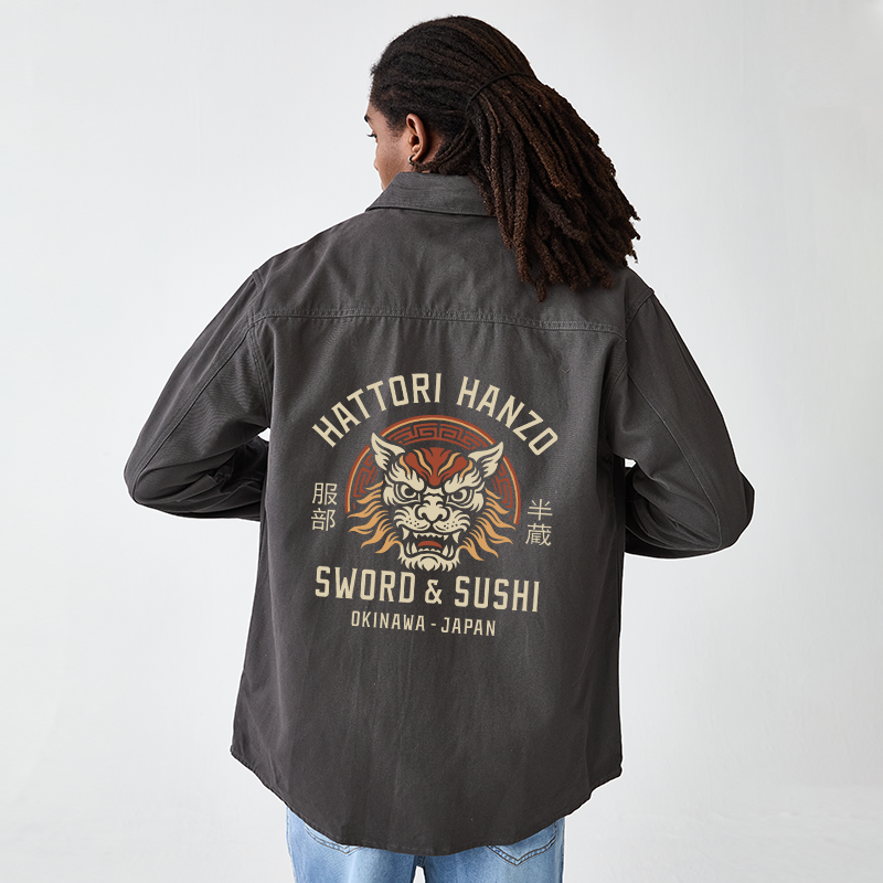 Tokyo-Tiger Hattori Lion Japanese Samurai Men's Corduroy Work Jacket