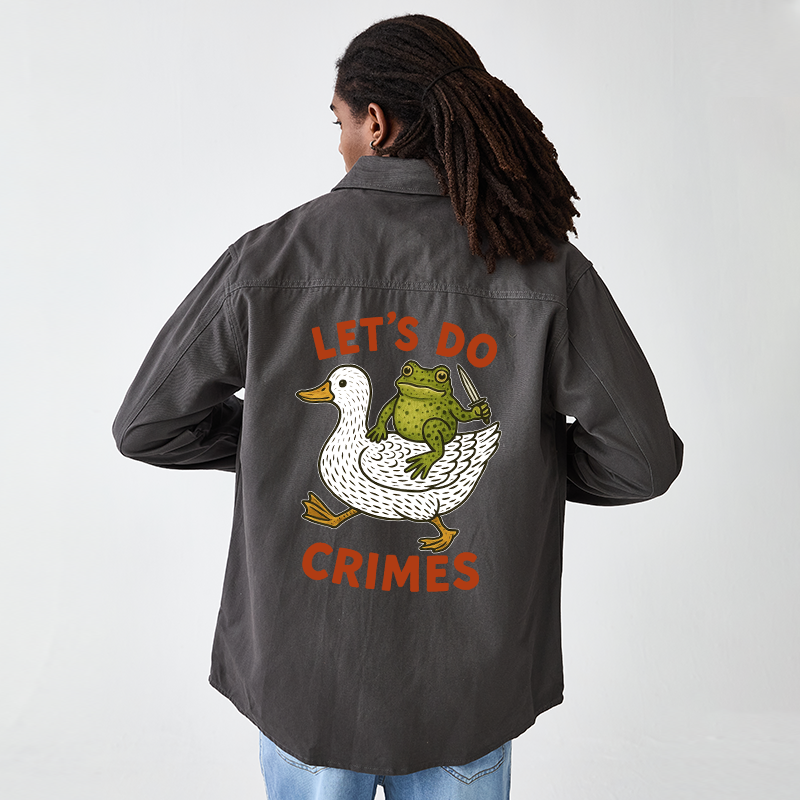 Tokyo-Tiger Frog Ready To Commit Crime Men's Corduroy Work Jacket