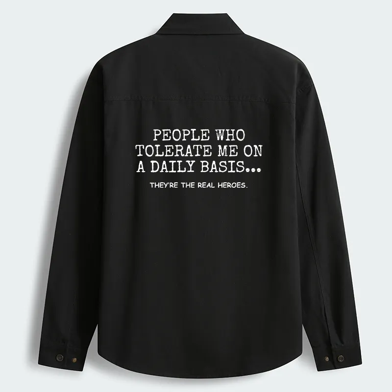 Tokyo-Tiger Anyone Who Puts Up With Me Is A Hero Men's Corduroy Work Jacket