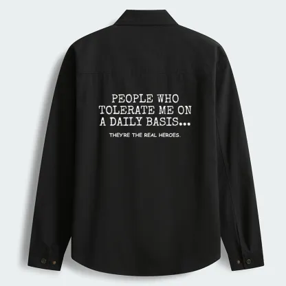 Tokyo-Tiger Anyone Who Puts Up With Me Is A Hero Men's Corduroy Work Jacket