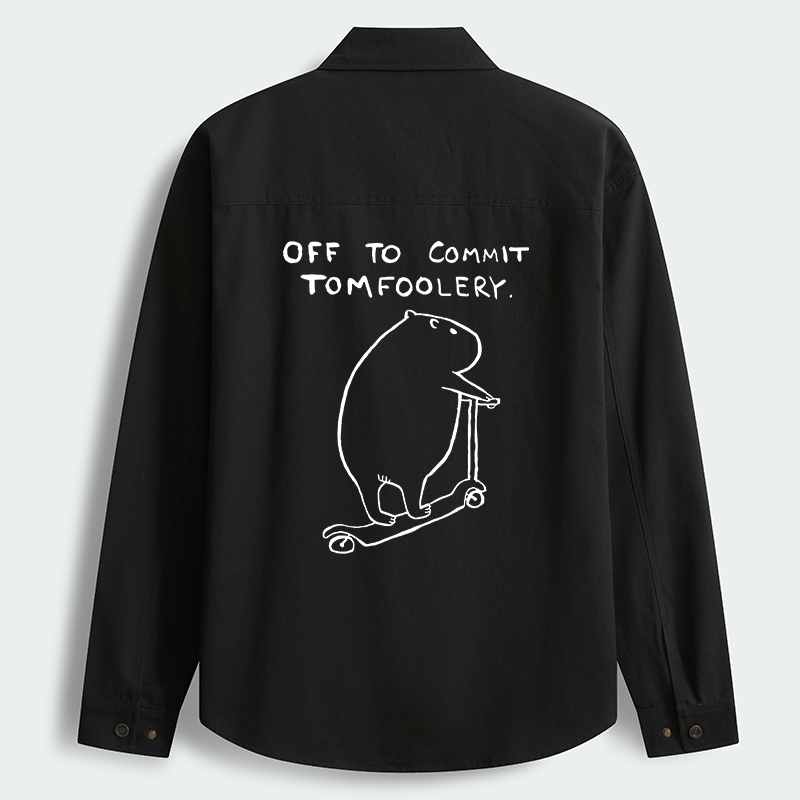 Tokyo-Tiger Capybara Is Ready To Do Something Bad Men's Corduroy Work Jacket