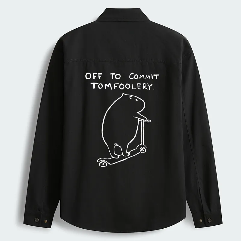 Tokyo-Tiger Capybara Is Ready To Do Something Bad Men's Corduroy Work Jacket