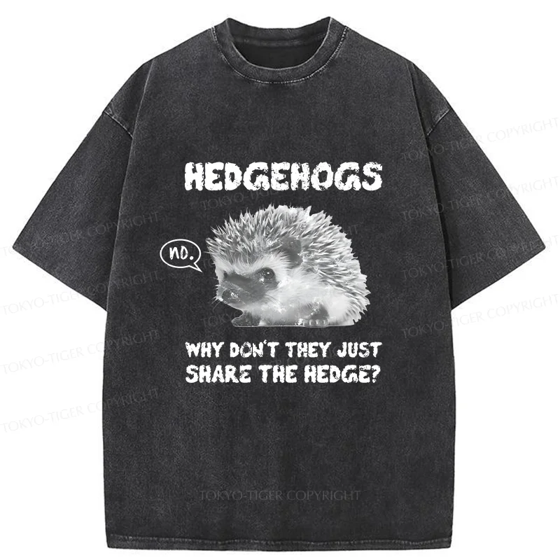Tokyo-Tiger Funny Hedgehog Meme Washed T-Shirt