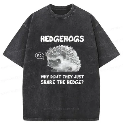 Tokyo-Tiger Funny Hedgehog Meme Washed T-Shirt