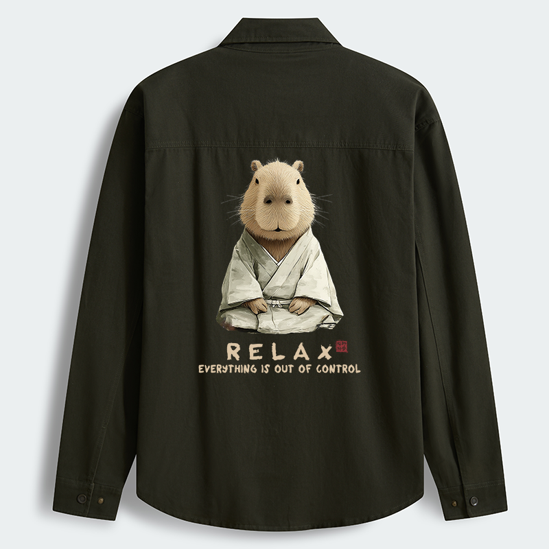 Tokyo-Tiger Zen Capybara：Relax, it's all chaos Men's Corduroy Work Jacket