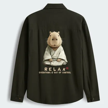 Tokyo-Tiger Zen Capybara：Relax, it's all chaos Men's Corduroy Work Jacket