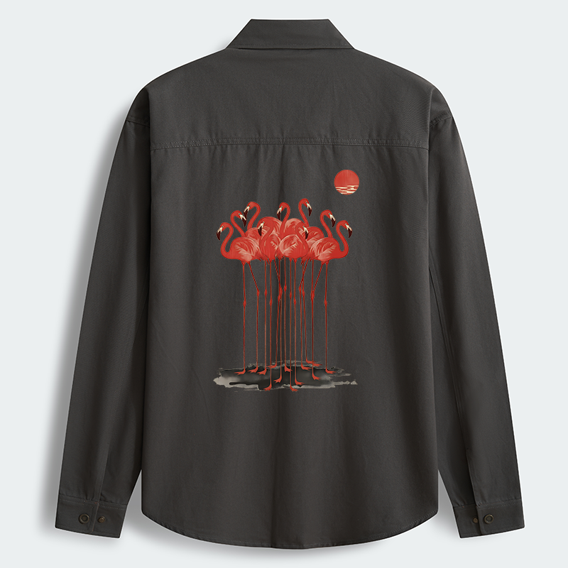 Tokyo-Tiger Flamingos at Dusk Men's Corduroy Work Jacket