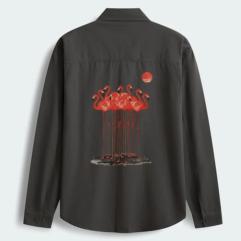 Tokyo-Tiger Flamingos at Dusk Men's Corduroy Work Jacket