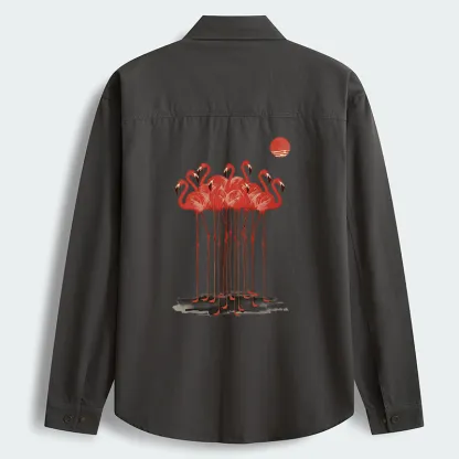 Tokyo-Tiger Flamingos at Dusk Men's Corduroy Work Jacket