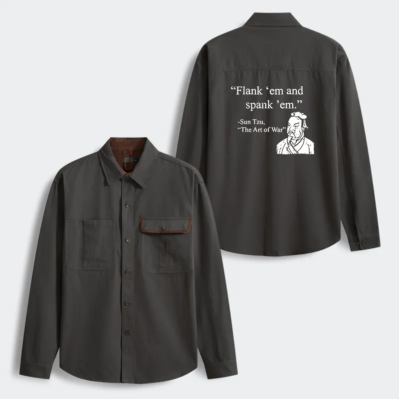 Tokyo-Tiger The Art Of War Funny Men's Corduroy Work Jacket