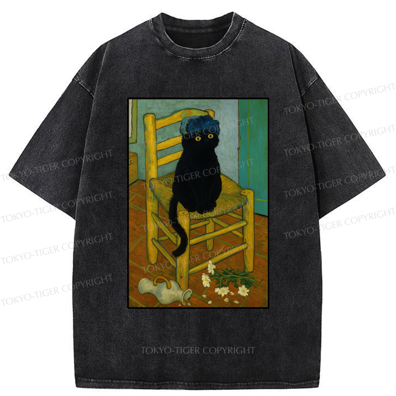 Tokyo-Tiger Black Cat or Van Gogh Washed T-Shirt