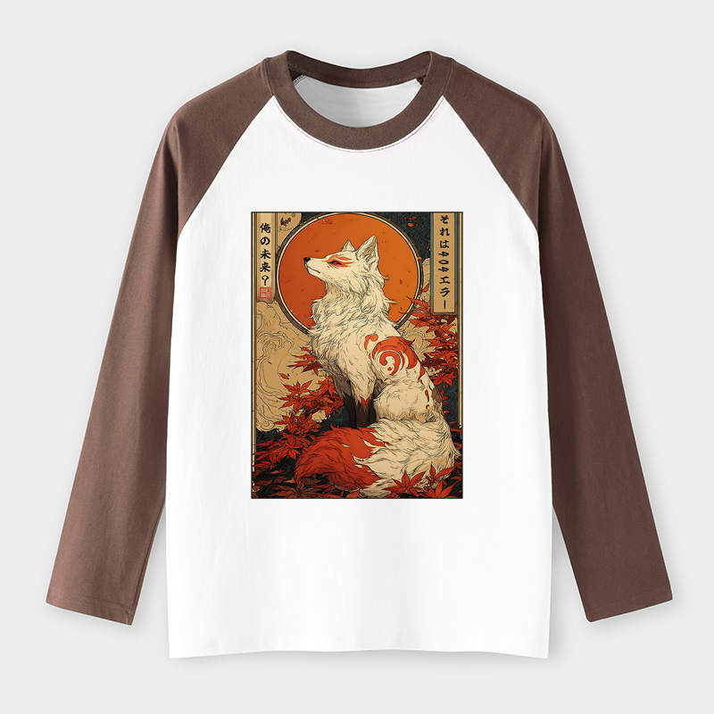 Tokyo-Tiger The Fox of Fates: A Tale of Nine Tails Raglan Long Sleeve T-shirt