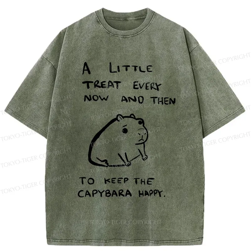 Tokyo-Tiger Keep Capybara Happy Washed T-Shirt