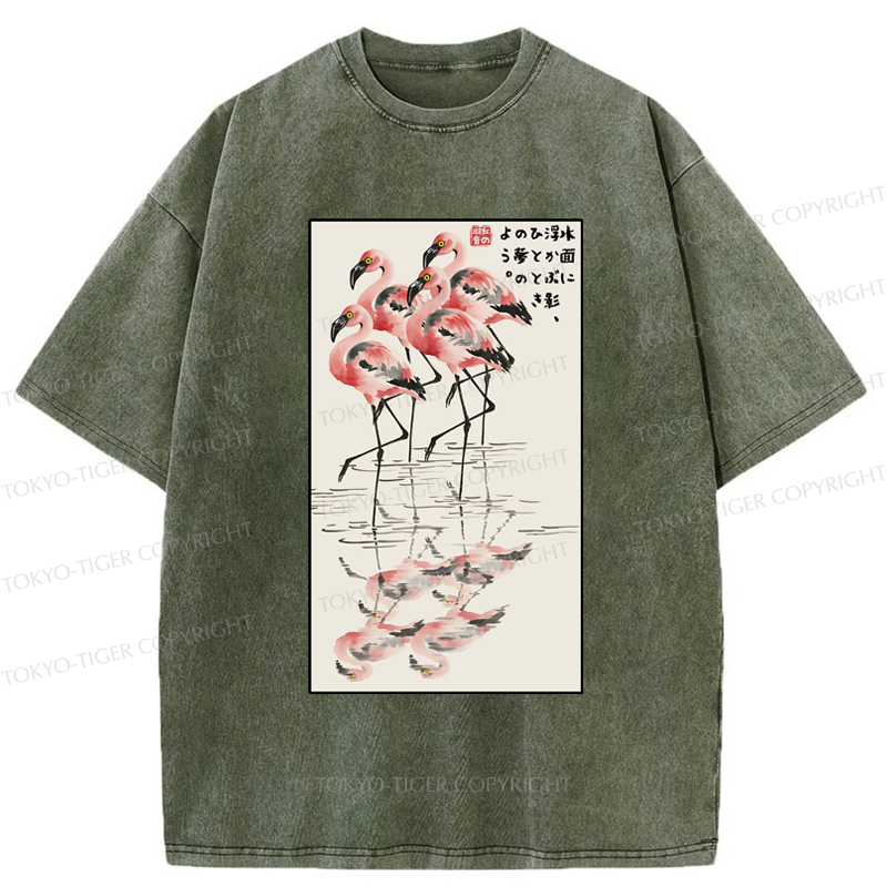 Tokyo-Tiger Flamingo's Grace Washed T-Shirt