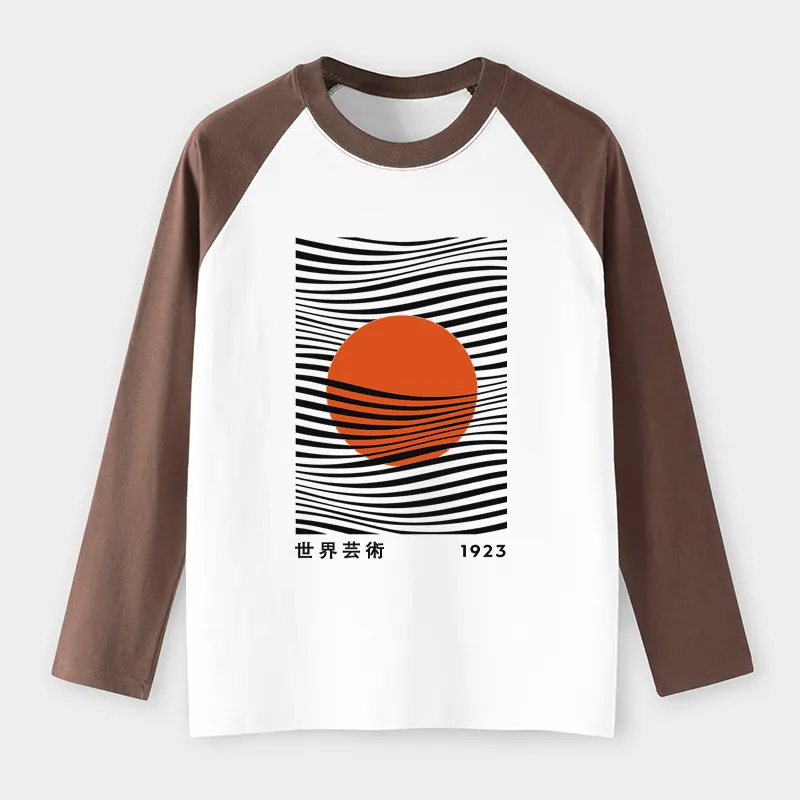 Tokyo-Tiger Minimalist Art Sun Raglan Long Sleeve T-shirt