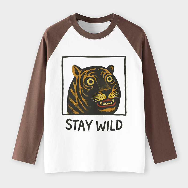 Tokyo-Tiger Silly And Cute Tiger Raglan Long Sleeve T-shirt