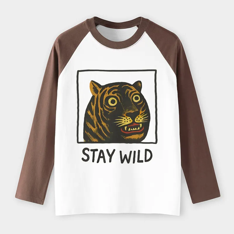 Tokyo-Tiger Silly And Cute Tiger Raglan Long Sleeve T-shirt