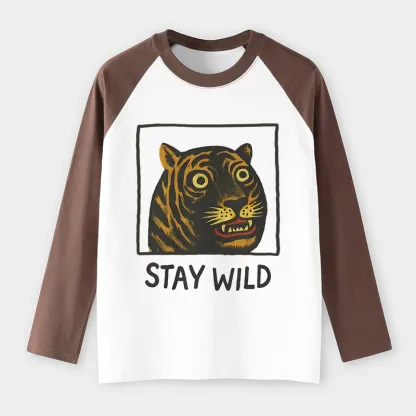 Tokyo-Tiger Silly And Cute Tiger Raglan Long Sleeve T-shirt