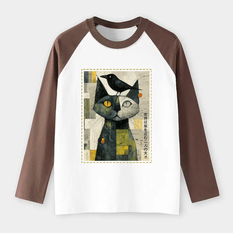Tokyo-Tiger The Cat And The Crow Are Planning To Rule The World Raglan Long Sleeve T-shirt