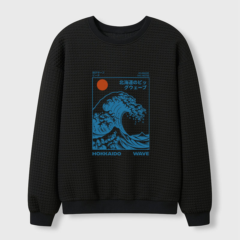 Tokyo-Tiger Hokkaido Wave Japan Waffle Sweatshirt