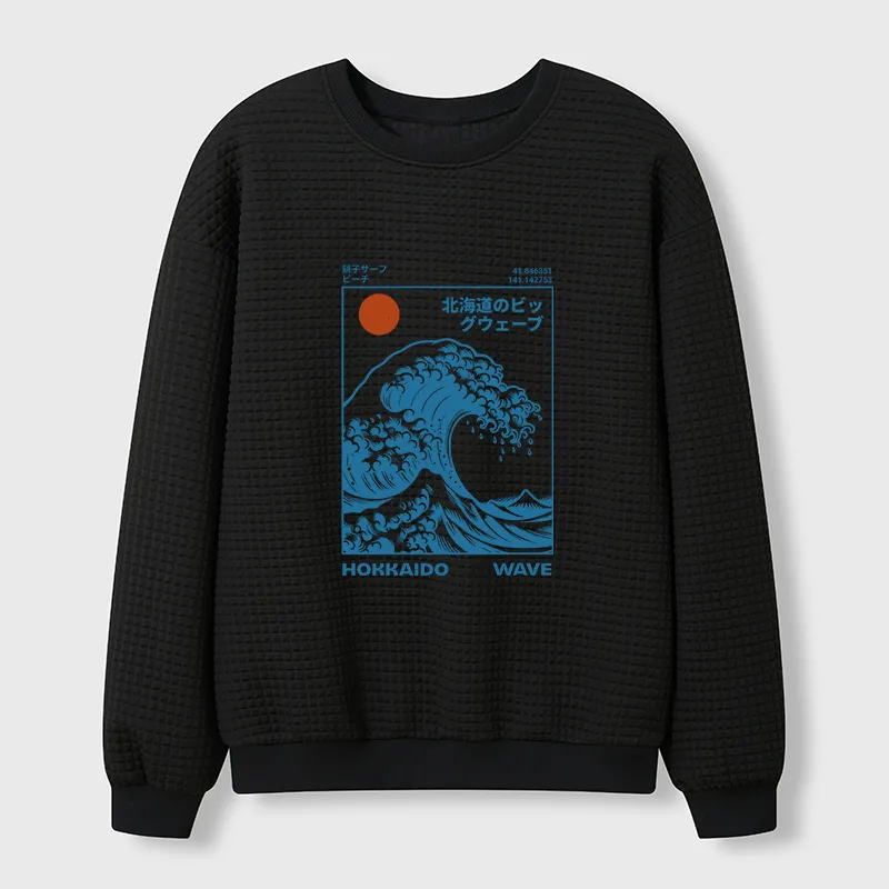 Tokyo-Tiger Hokkaido Wave Japan Waffle Sweatshirt