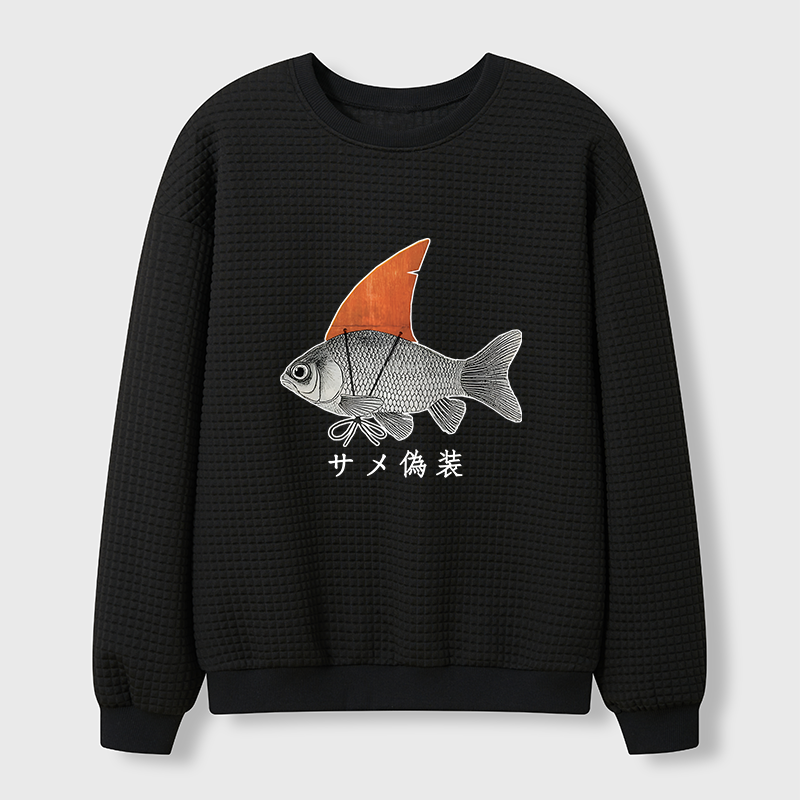 Tokyo-Tiger Fish Disguise Waffle Sweatshirt