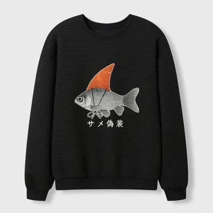 Tokyo-Tiger Fish Disguise Waffle Sweatshirt