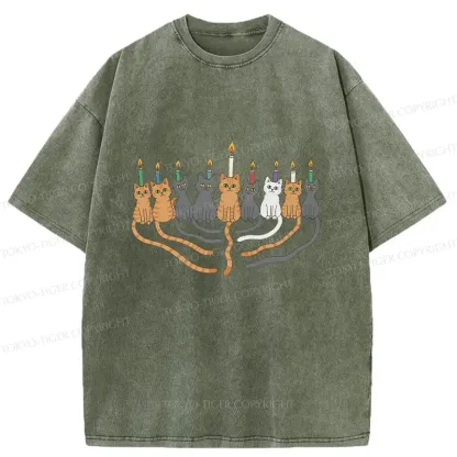 Tokyo-Tiger Hanukkah Cat Washed T-Shirt