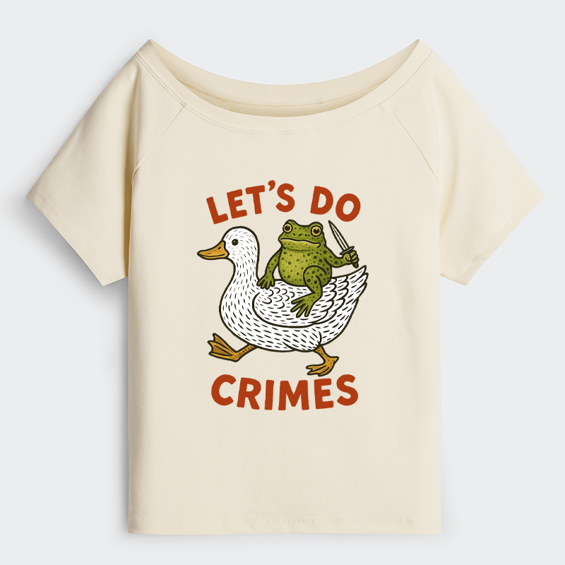 Tokyo-Tiger Frog Ready To Commit Crime Off Shoulder T-Shirt